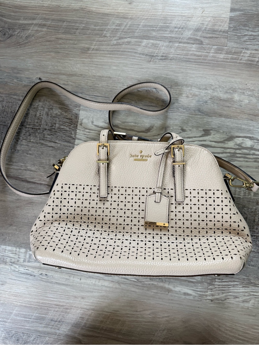 Kate Spade New York Milton Lane - Maise' perforated leather satchel Crisp Linen
